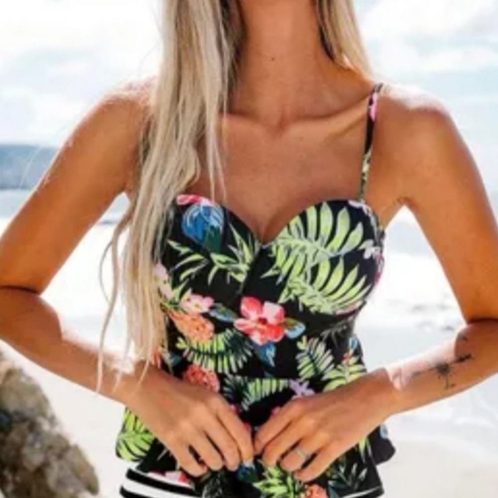 SWIMWEAR BUNDLE ZAFUL AND CUPSHE BIKINI AND FLORAL TANKINI TOP - Picture 11 of 16